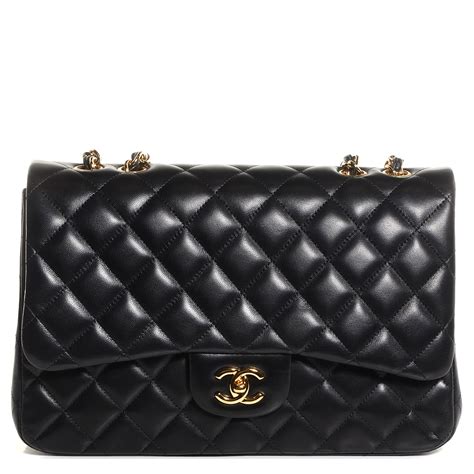 CHANEL Lambskin Vertical Quilt Jumbo Single Flap Black 